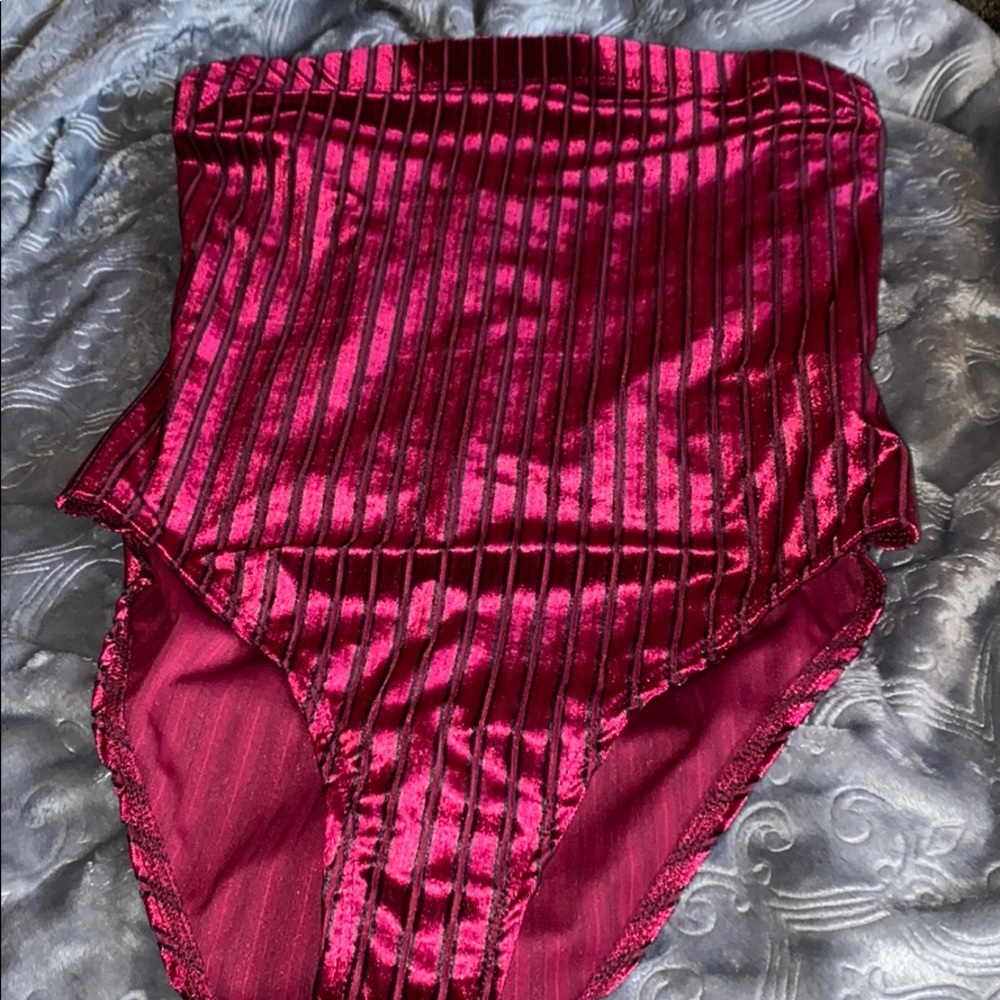 Velvet red and black f21 bodysuit